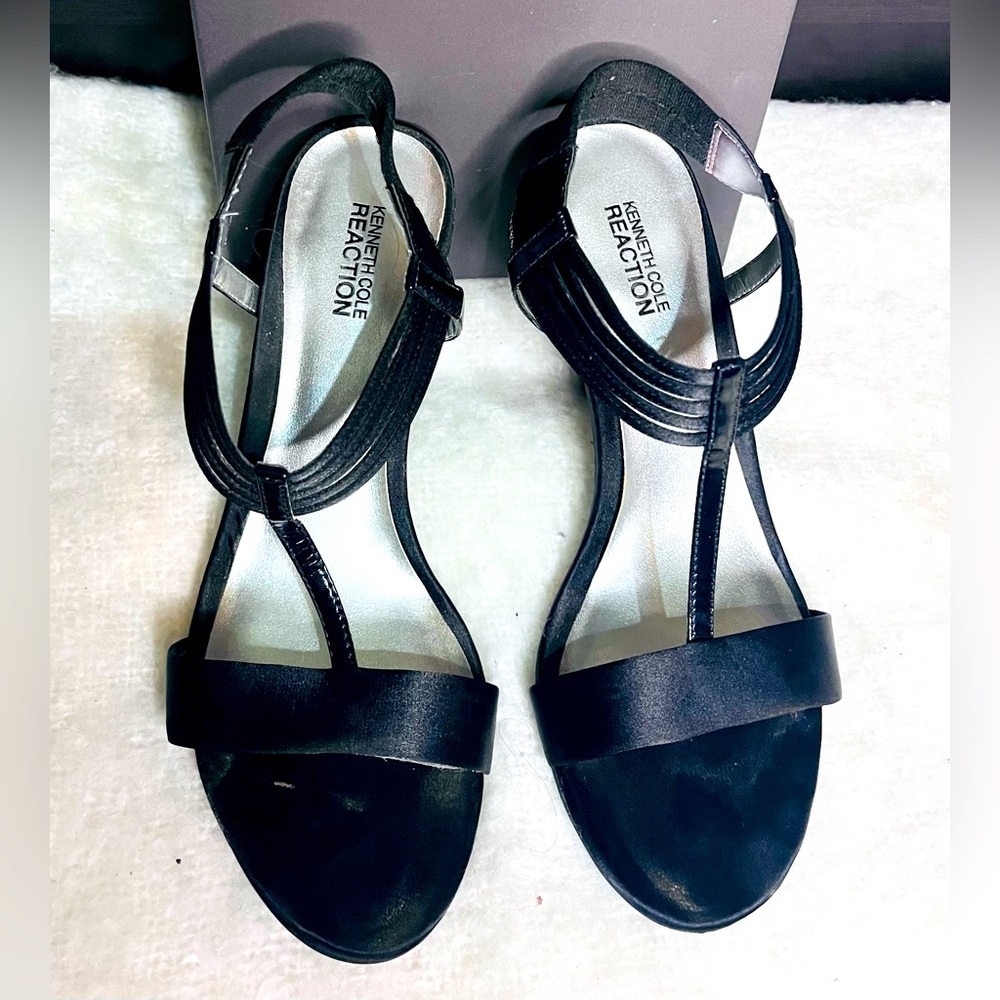 Kenneth Cole formal black satin high heel sandal